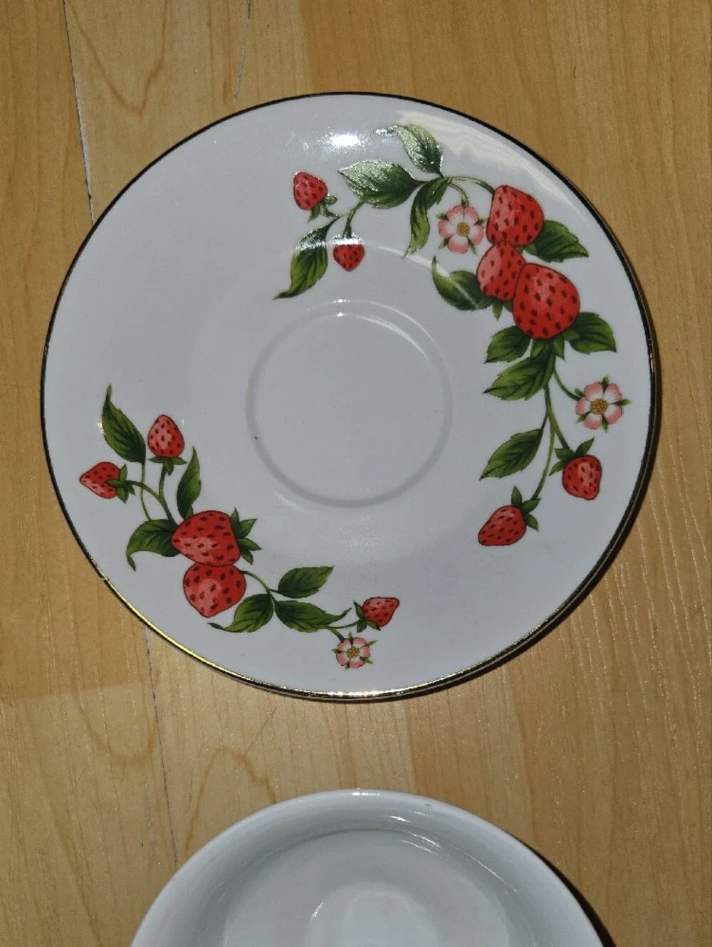 Fine Porcelain Strawberry Tea Cup and Saucer